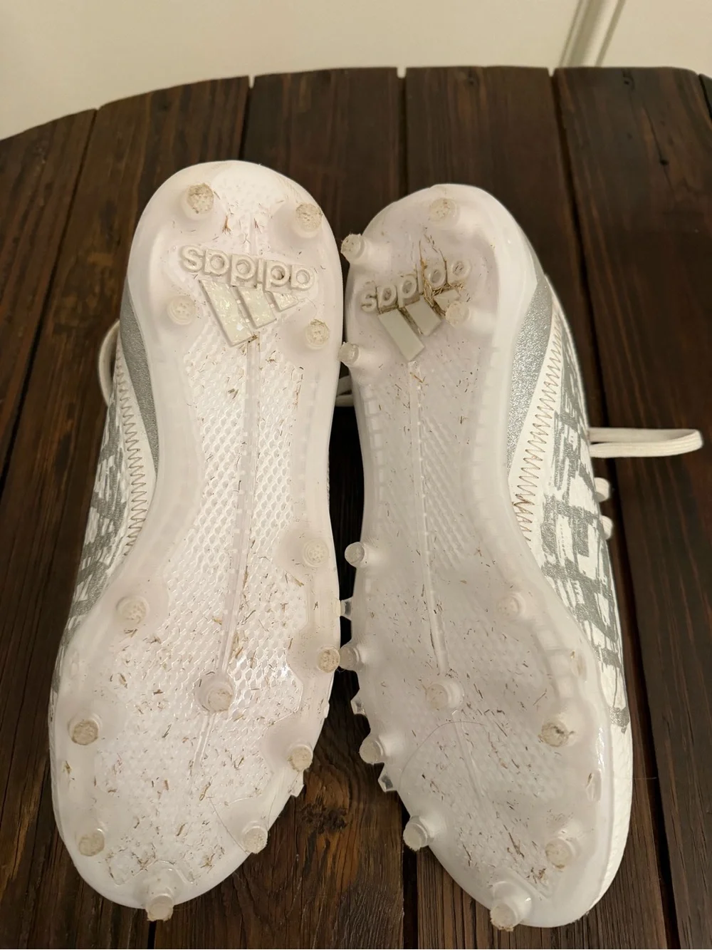 Women’s White and Silver Flag Football Cleats